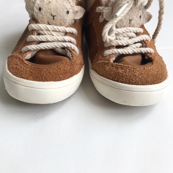 ZARA Sheep face brown hi-top sneakers GUC - visible wear size 23(7 toddler) - Picture 5 of 8